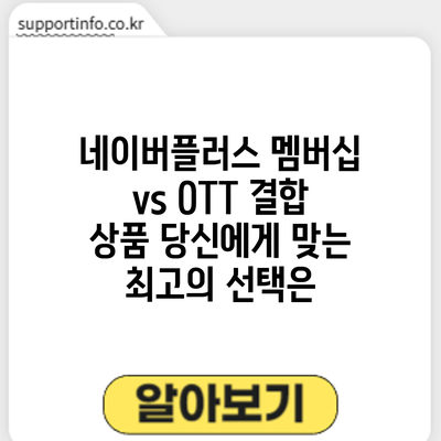 네이버플러스 멤버십 vs OTT 결합 상품: 당신에게 맞는 최고의 선택은?