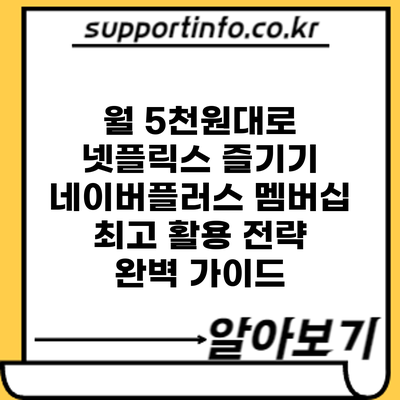 월 5천원대로 넷플릭스 즐기기: 네이버플러스 멤버십 최고 활용 전략 완벽 가이드