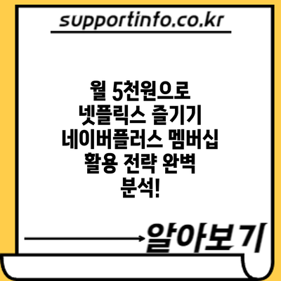 월 5천원으로 넷플릭스 즐기기? 네이버플러스 멤버십 활용 전략 완벽 분석!