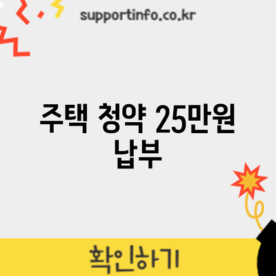 주택 청약 25만원 납부