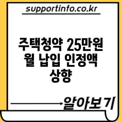 주택청약 25만원 월 납입 인정액 상향