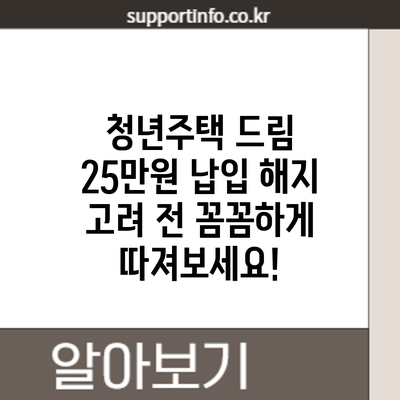 청년주택 드림 25만원 납입: 해지 고려 전 꼼꼼하게 따져보세요!