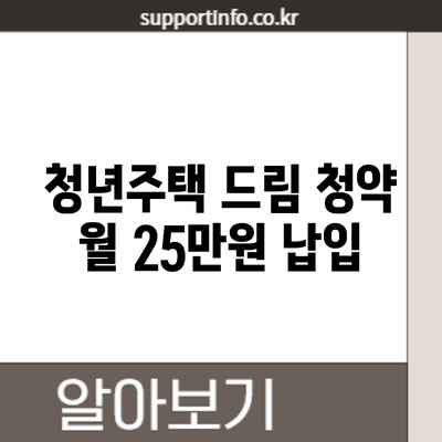 청년주택 드림 청약: 월 25만원 납입