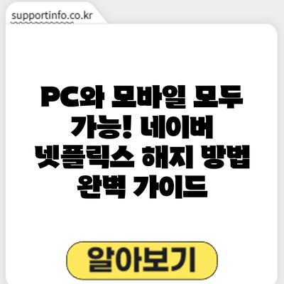 PC와 모바일 모두 가능! 네이버 넷플릭스 해지 방법 완벽 가이드