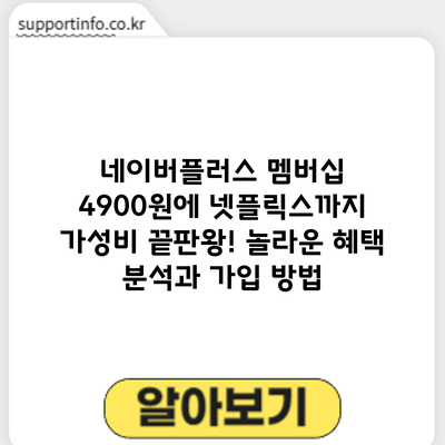 네이버플러스 멤버십 4900원에 넷플릭스까지? 가성비 끝판왕! 놀라운 혜택 분석과 가입 방법