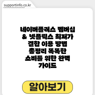 네이버플러스 멤버십 & 넷플릭스 최저가 결합 이용 방법 총정리: 똑똑한 소비를 위한 완벽 가이드