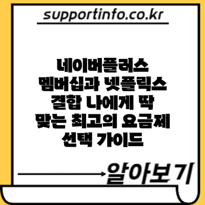 네이버플러스 멤버십과 넷플릭스 결합: 나에게 딱 맞는 최고의 요금제 선택 가이드