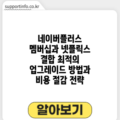 네이버플러스 멤버십과 넷플릭스 결합: 최적의 업그레이드 방법과 비용 절감 전략