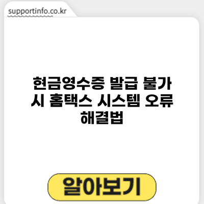 현금영수증 발급 불가 시 홈택스 시스템 오류 해결법