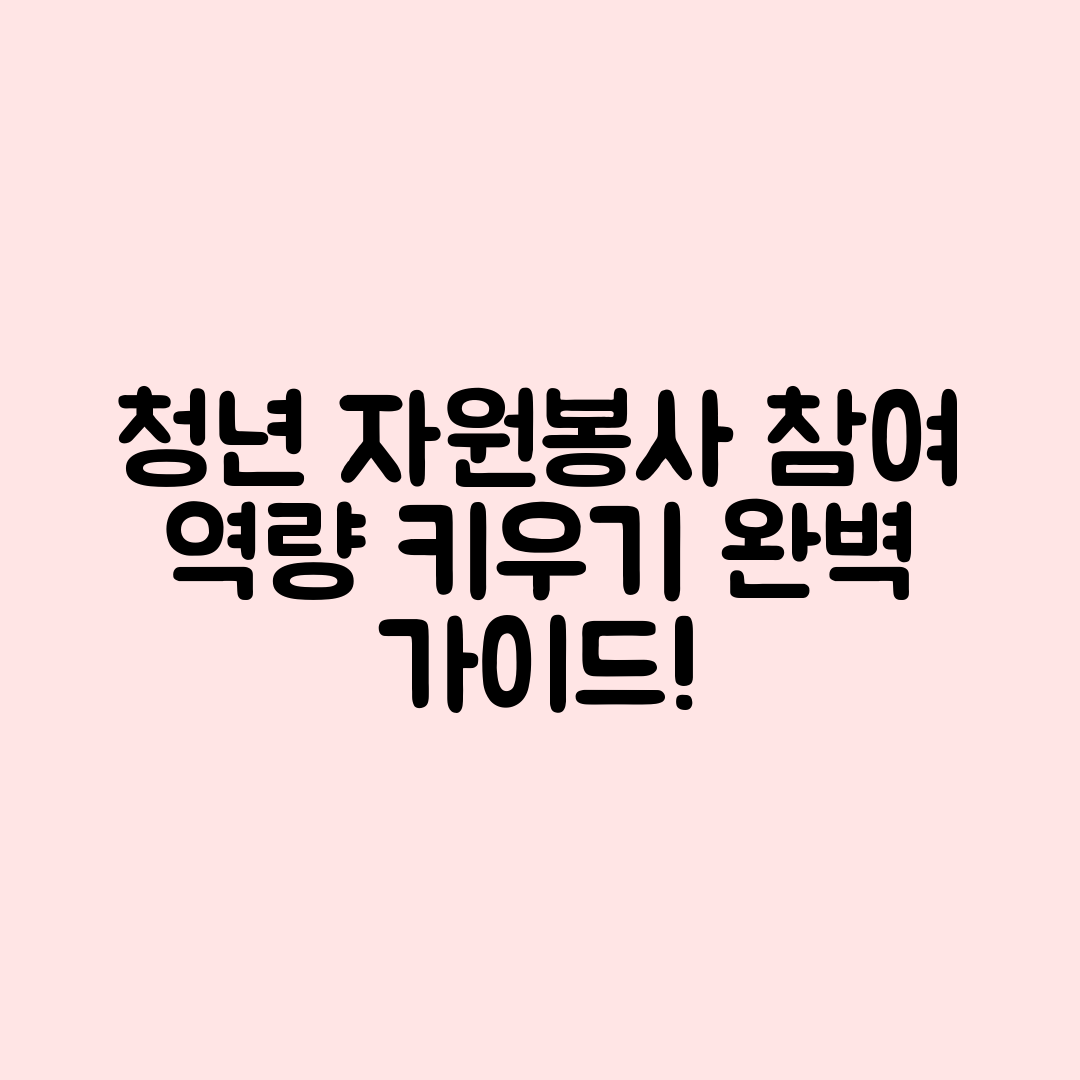 청년 자원봉사 참여 역량 개발 완벽 가이드