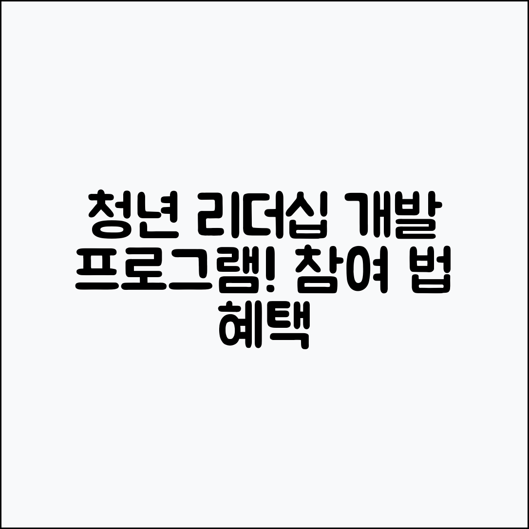청년 리더십 개발 프로그램, 참여 방법과 혜택은?
