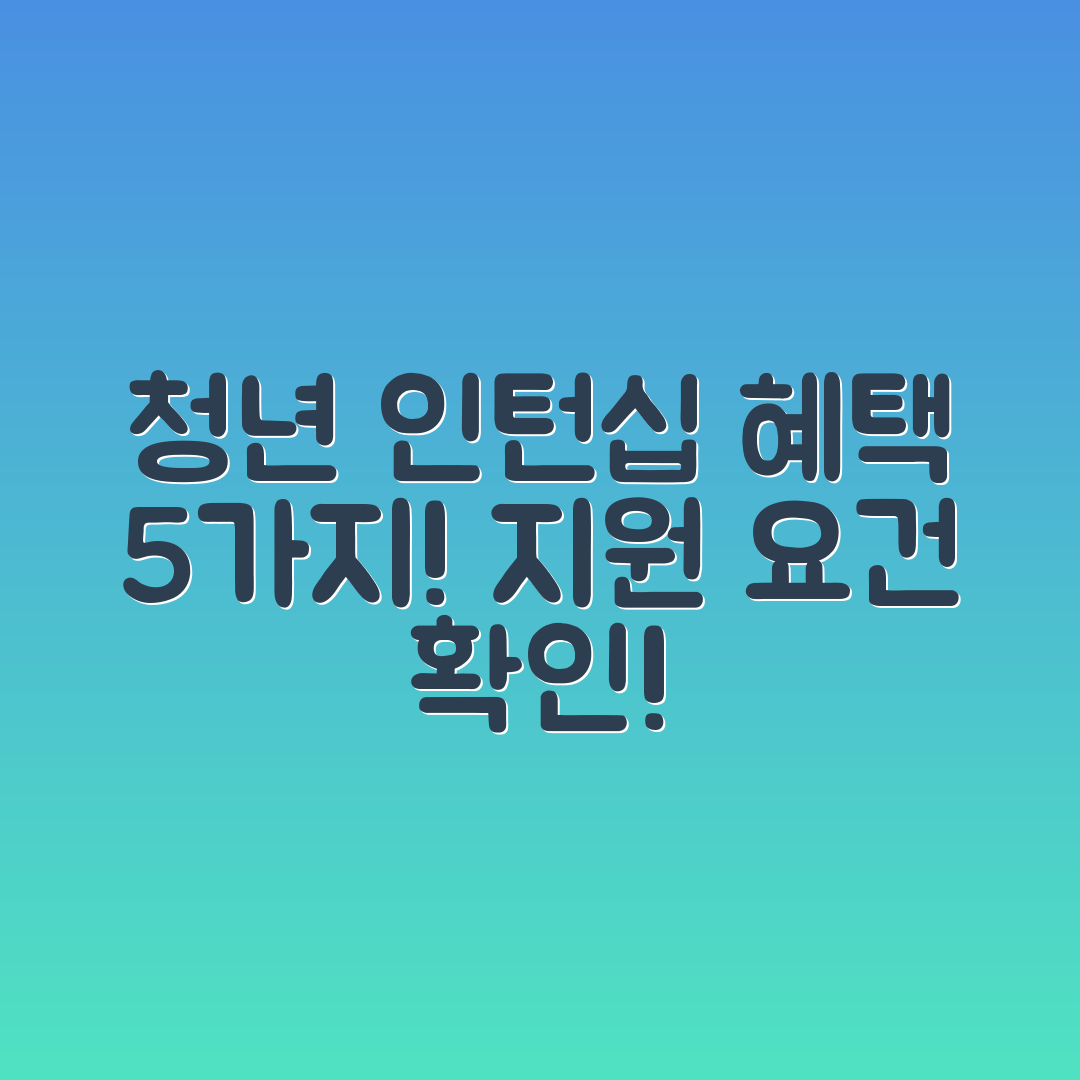 청년 인턴십 프로그램 혜택 5가지와 지원 요건