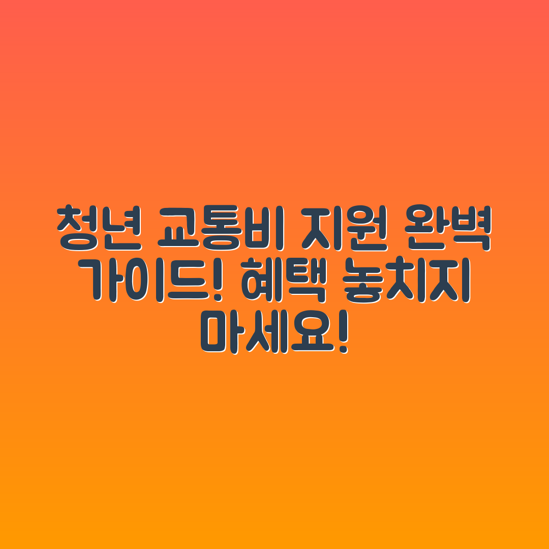 청년 교통비 지원 사업 완벽 가이드