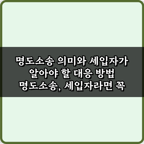 명도소송 의미와 세입자가 알아야 할 대응 방법 5가지 핵심 가이드