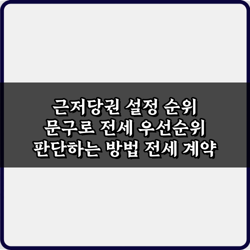 근저당권 설정 순위 문구로 전세 우선순위 판단하는 방법 3가지 비법