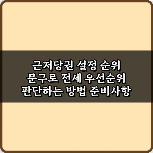 근저당권 설정 순위 문구로 전세 우선순위 판단하는 방법 3가지 비법