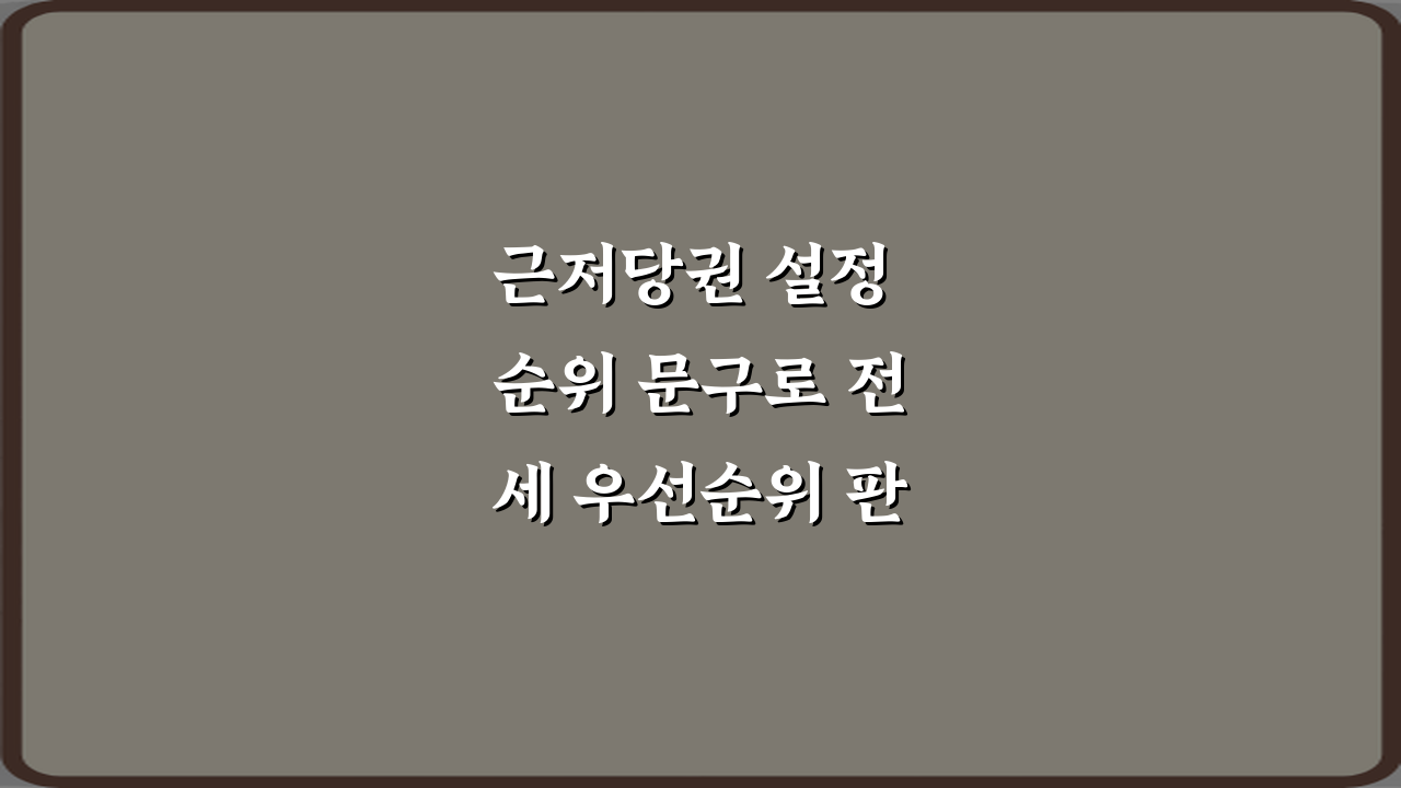 근저당권 설정 순위 문구로 전세 우선순위 판단하는 방법 3가지 비법