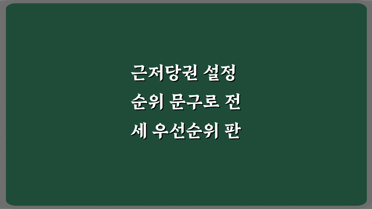 근저당권 설정 순위 문구로 전세 우선순위 판단하는 방법 3가지 비법