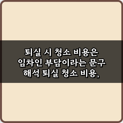 퇴실 시 청소 비용은 임차인 부담이라는 문구 해석: 임차인 필독 팁 5가지