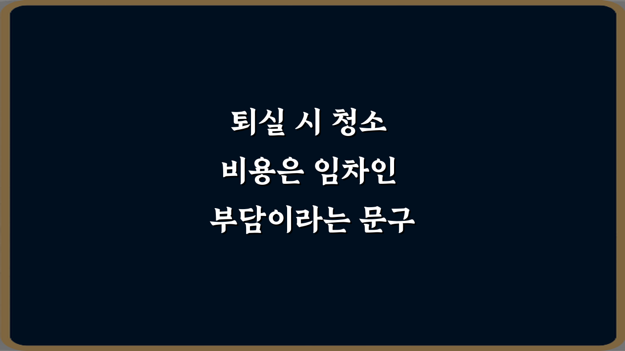 퇴실 시 청소 비용은 임차인 부담이라는 문구 해석: 임차인 필독 팁 5가지