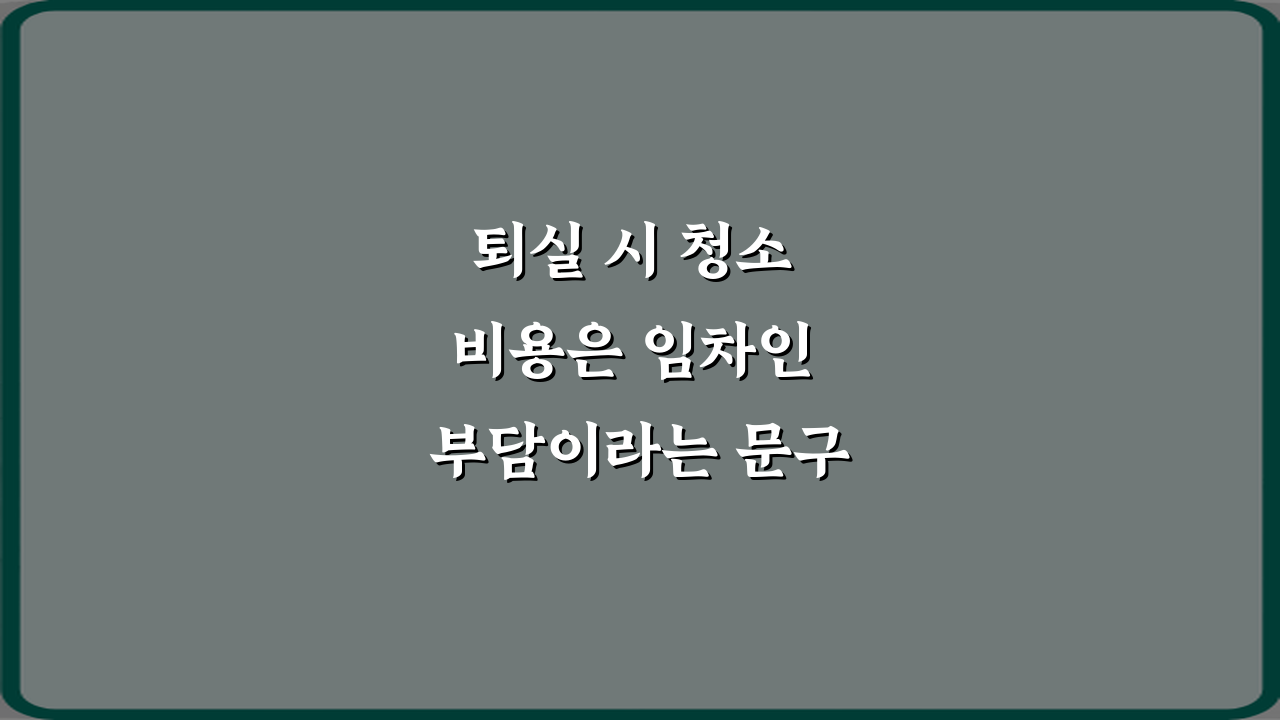퇴실 시 청소 비용은 임차인 부담이라는 문구 해석: 임차인 필독 팁 5가지
