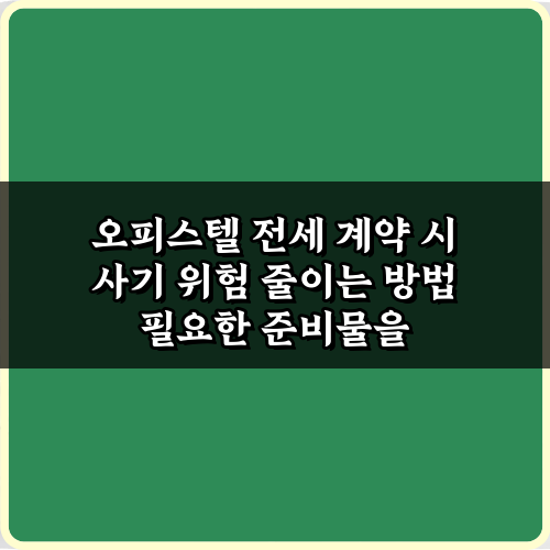 오피스텔 전세 계약 시 사기 위험 줄이는 방법 5가지 안전 비법