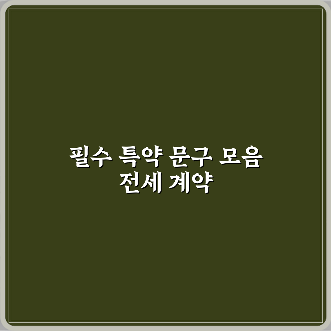 전세 계약서에 꼭 넣어야 할 특약 문구 예시 심층분석 7가지 포인트